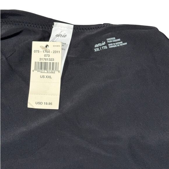 NWT! Aerie Super High Cut Cheekier Plus Bikini Bottom in True Black - Size XXL - Picture 7 of 8